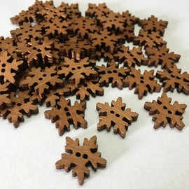 SUPVOX 100pcs Christmas Wooden Snowflake Buttons White Mini Buttons Decoration for DIY Scrapbooking Craft 18MM