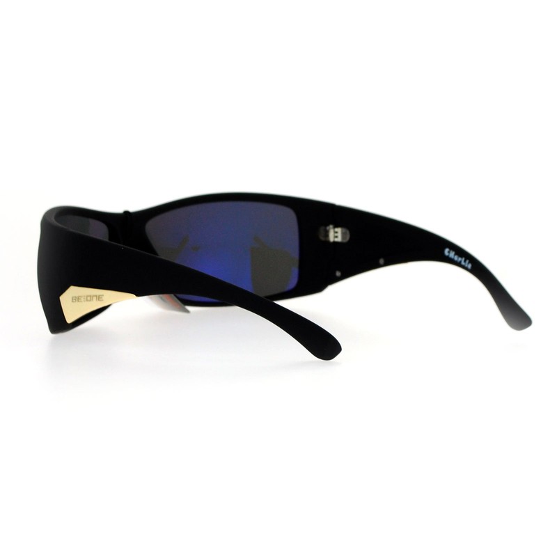 Be One Polarized Sunglasses Mens Oversized Wrap Shield Rectangular Frame
