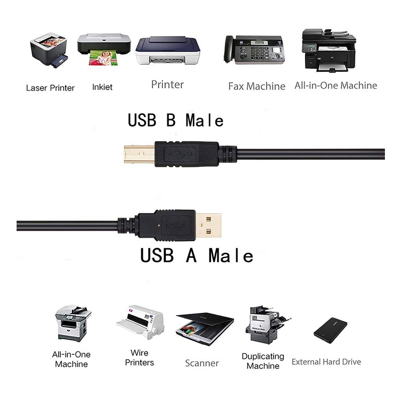 USB Cable for HP Envy Printer 6255 7155 7643 7855