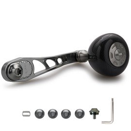 HEIGHTEN 1187 65/75mm Variable Reel Handle, 1.4 inches (36 mm), Carbon Handle Knob, Shimano Daiwa Abu Bait Reel, Universal Arch Carbon Series (Gunmetal)