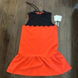 Victoria Beckham Orange Black Drop Waist Scalloped Dress Size 2X