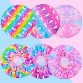 Little Girl Unicorn Shower Cap - Cute Rainbow Long Hair Childrens Adjustable Waterproof Toddler Head Cap For Girls While Taking Shower