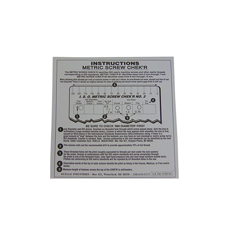 Screw Chek'r Metric Screw Thread Size Gauge No. 2 (8MM