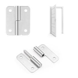 HSMT-Bisagras elevadoras de 2.5 pulgadas, bisagra de bandera pequeña de acero inoxidable 304, extraíble para puertas de metal de madera, puertas de gabinetes, cajas de metal y más (zurdos, 4 piezas)