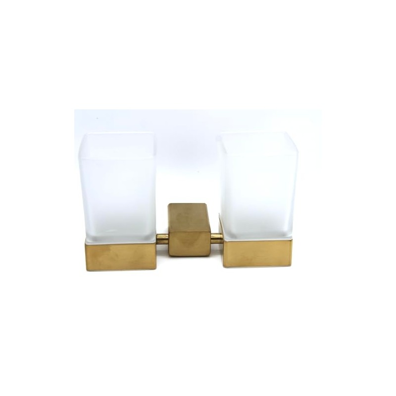 Housler® Brushed Brass (Gold) Square Bathroom accessories (Sq.BB.DOUBLE TUMBLER)