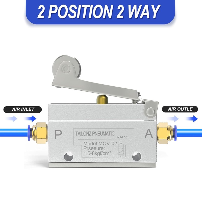 TAILONZ PNEUMATIC MOV-02 2 Positions 2 Way 1/8 Inch Roller