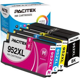 PACITEK 952XL Ink Cartridge Combo Pack Replacement for HP 952 952XL Ink Cartridge HP 8710 7740 Ink cartridges use with HP Officejet Pro 8715 8720 7720 8725 8702 Printers(4 Pack BK/C/M/Y)