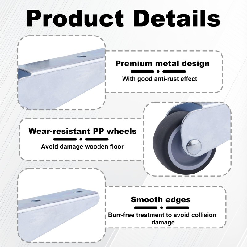 BOXOB 2 x Replacement Gate Wheels, Iron and Rubber, Directional