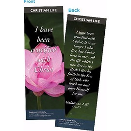 Christian Bookmark with Bible Verse, Pack of 25, Christian Life Themed, I Have Been Crucified with Christ, Galatians 2:20