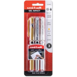 Impact Gel Pens, Bold Point (1.0mm), Assorted Metallic, 3 Count