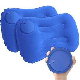 Vivikivi 2-Pack Inflatable Camping Pillow, Portable Travel Pillow for Sleeping, Lightweight Compact Inflatable Pillows for Beach, Hiking, Backpacking, Airplane Travel, Press-to-Inflate Design (Blue)