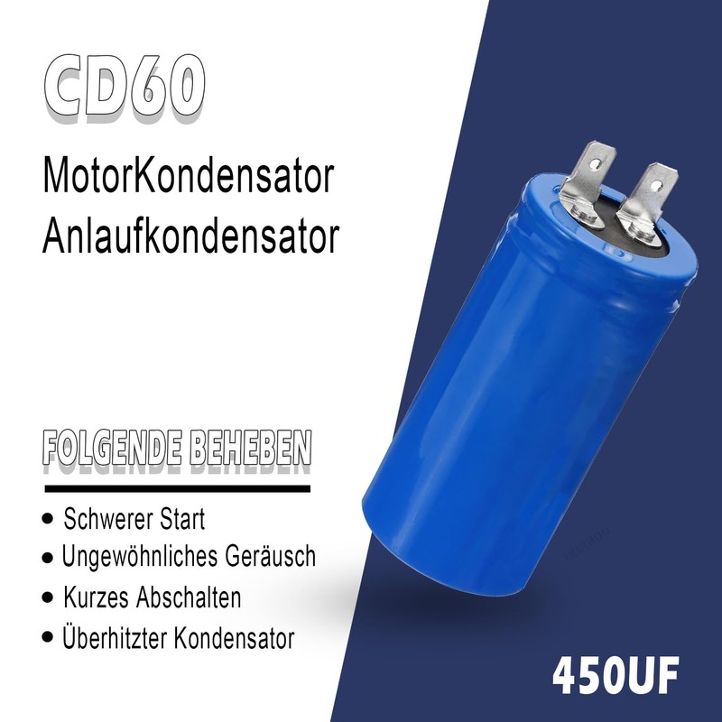 Iruihoo CD60 Motor Capacitor 450µF 450V Capacitor 50/60Hz Starting Capacitor