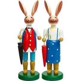 SIKORA OD09 Large Mum and Dad Easter Bunny Figurines Pair as Colourful Easter Decoration Height: 21 cm