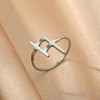 LUTAKU Sideways Cross Rings for Women Girls Stainless Steel Double