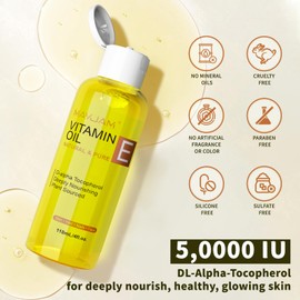 MAYJAM Vitamin E Öl 50,000 IU, Körperöl 100% Reines Natürliches Premium Qualität Mit Jojobaöl, Pflegeöl für Haut, Gesicht, Haare und Narben, Hautöl Reparatur und Pflege, Vitamin E Oil 118ML