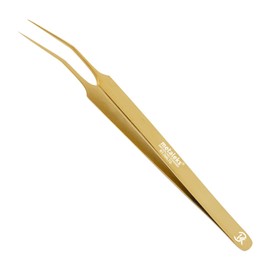 Pinzas de extensión de pestañas profesionales grandes de 14 cm, acero japonés, revestimiento de titanio dorado, peso ligero, mejor para maestros de salón.