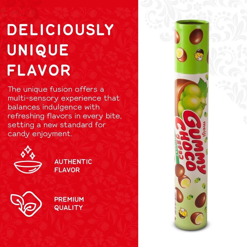Meiji Gummy Choco Muscat, 2.86-Ounce Tubes (6 Pack)
