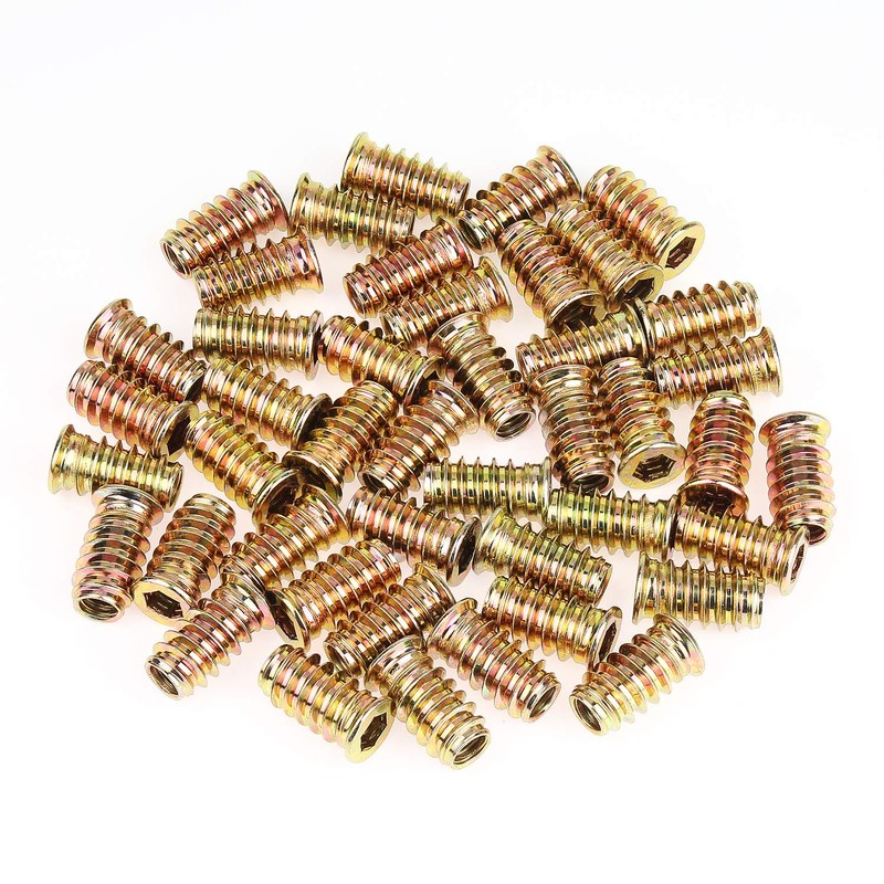 Powlankou 45 Pieces 1/4"-20 x 20mm Furniture Insert Nut, Hex