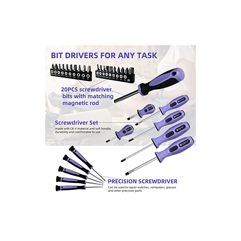 ACOSEA Purple Tool Set,223-Piece Tool Sets for Women,Tool Kit with