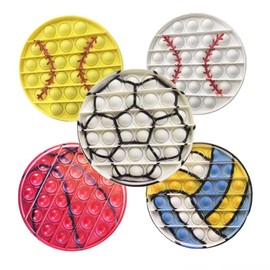 BULINGNA Push Popping Bubble Sensory Fidget Toy, Ball Shape Print Stress Reliever Squeeze Sensory Toy for Kids and Adults (Basketball B)