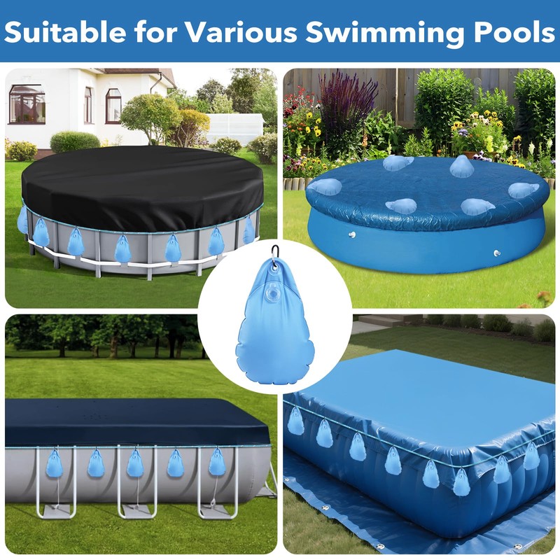 Pool Cover Weights with Hooks & Rope, Swimming Pool Cover