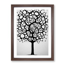 Monochrome Tree Art No.1 Framed Print for Living Room Bedroom Home Office Décor, Wall Art Picture Ready to Hang, Walnut A4 Frame (34 x 25 cm)