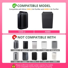 Filter H 5500-2 Replacement Filter For Winix Air Purifier 116130 Replacement Compatible with Winix 5500-2 and AM80 Air Purifier, 3 Pack HEPA Filter Only