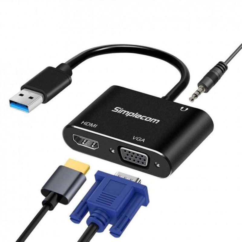 Simplecom DA316A USB to HDMI + VGA Video Card Adapter