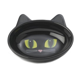 PetRageous Cuenco Ovalado de gres, diseño de Gatito, 13 cm de Ancho y 3,8 cm de Alto, con Capacidad de 150 g y Apto para lavavajillas, Ideal para Gato