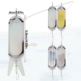 4pcs Reflective Fishing Dodgers, 4.6 Inch Dodger Trolling Flashers Trolling Flashers Fishing Lures for Salmon Halibut Lake Trout Anglers Must-Have Accessory