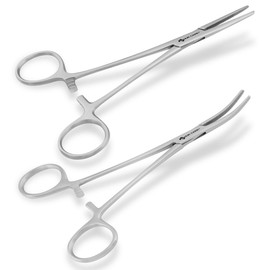 2 Pcs Stainless Steel Self-Locking Fishing Forceps Locking Pliers Piercing Pliers, Suturing Piercing Clamp with Powerful Serrated Jaw Multipurpose Tweezers Pincers for DIY Crafting Pet Grooming (2)