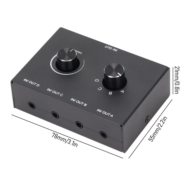 4 Way Stereo Switch, 4 Port Passive Switcher, Audio Input