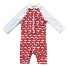 BONVERANO Little Girls' Swimming Costume One Piece with Swimming Cap UV Protection 50+, Sword fish