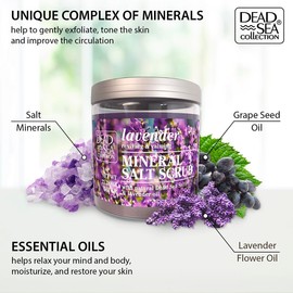 Colección del Mar Muerto Lavanda Sal Exfoliante – Exfoliante Corporal para Mujeres – Hidratante y Nutritivo para la Piel – con Aceites Puros y Mineral