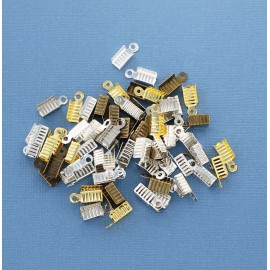 Unbranded 100 Cord End Caps Assorted  Tone 12mm x 5mm Crimp End Tips - FD401