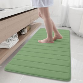 Buganda Memory Foam Bath Mat, 60" x 24", Ultra Soft and Non-Slip Bathroom Rugs, Water Absorbent and Machine Washable Bath Rug Runner for Bathroom, Shower, and Tub, Olive Green