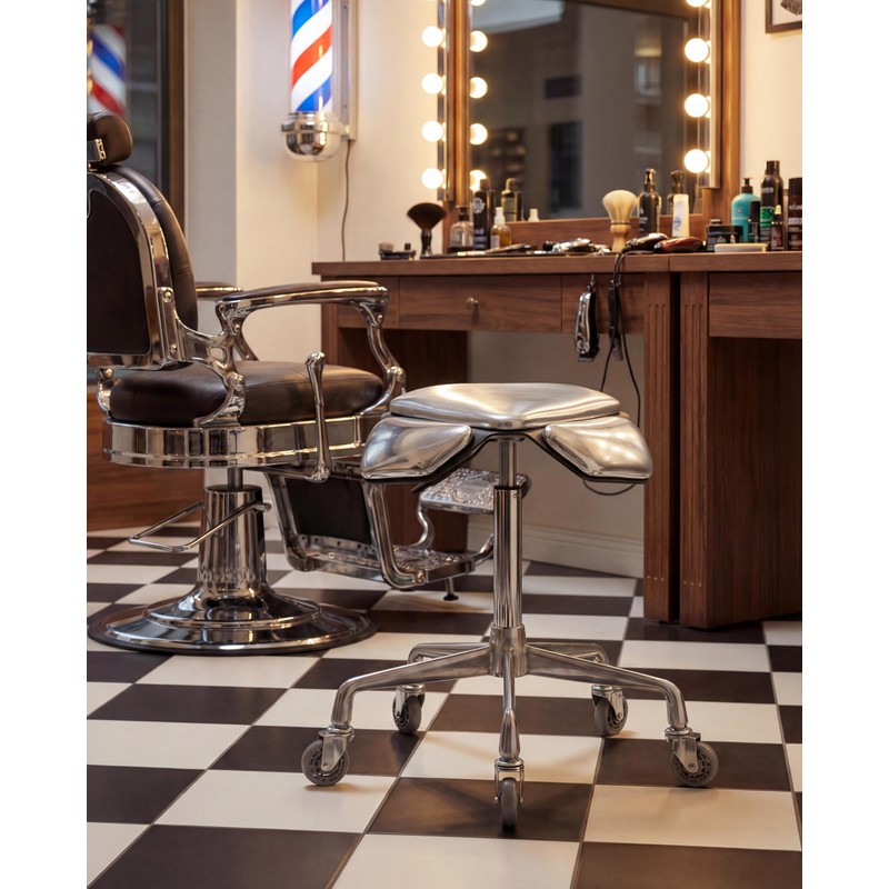 Saddle Stool Chair with Ultra-Quiet Wheels, Rolling Salon Stool