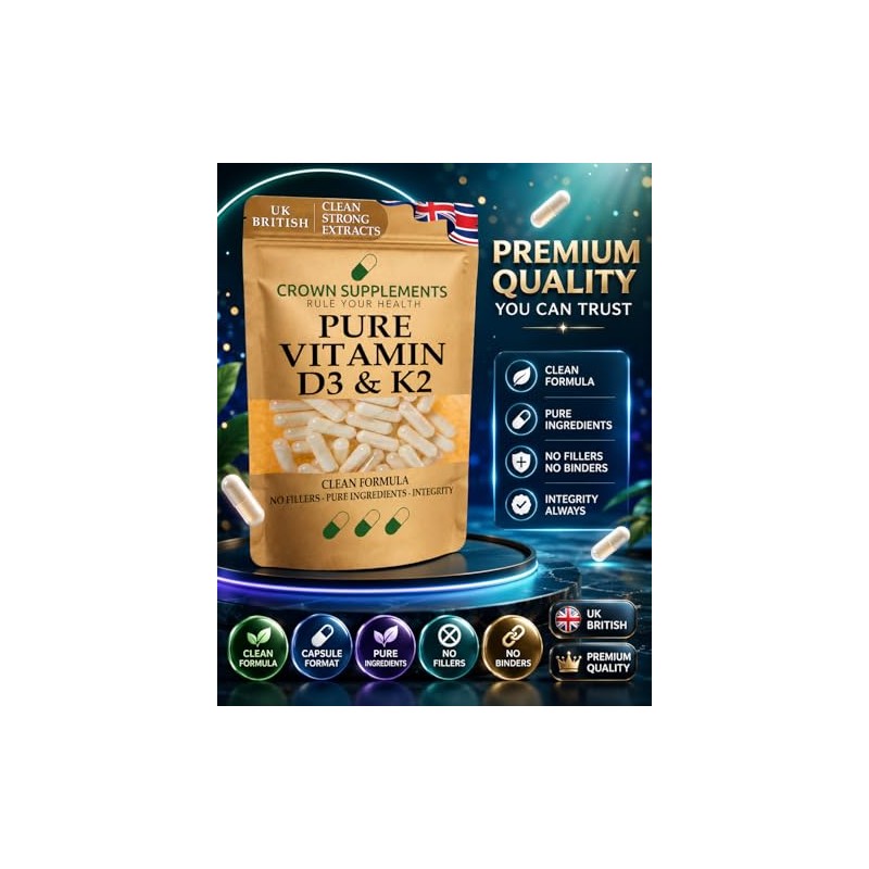 Pure Vitamin D3 and K2 Capsules | 1 Capsule Per