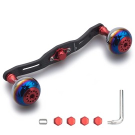 HEIGHTEN 130/120/110mm Reel Handle, Thickness 0.2 inch (4 mm), 1.5K Charcoal Cloth, Carbon, 1.2 inch (30 mm) Knob, Shimano Daiwa Abu (Abu) Universal Bait Reel Aurora Series (359 mm, Red)