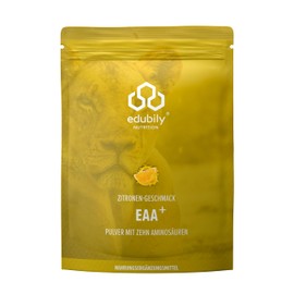 edubily nutrition® Vegan EAA Powder, High-Quality EAA Complex of 10 Essential Amino Acids, Lemon Flavour, Sweetened with Stevia, 400 g