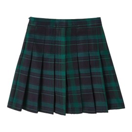 Green Plaid Pleated Skirts for Girl High Waisted Skater Tennis Outfits with Shorts School Uniform Mini Skorts Size 10