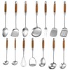 14 Pcs Stainless Steel Kitchen Utensils Set - Wooden Handle