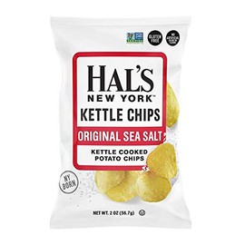 Hal's New York Kettle Cooked Gluten Free Original Sea Salt Salted Potato Chip Crisps, 2 Oz (Pack of 24)