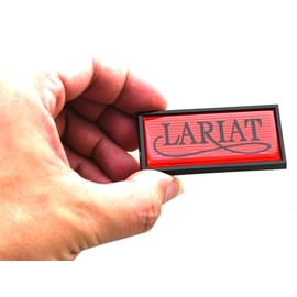 2pcs Lariat Cab Replacement for 1980-1986 Truck F150 F250 Cab Side Emblems 3D Badge EOTZ-1050398-C (Black Red)