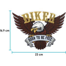 SUMA SHOP Born To Be Free Biker Eagle Iron On Patch for Leather Jackets Motorcycle Biker American Patch Back Motorcycle Patch