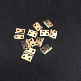 Daimay 50 Pieces Mini Pure Copper Hinges Retro Brass Hinges with 200 Pieces Replacement Nails for Wooden Box Jewelry Chest Box Cabinet DIY Accessories – Yellow 10 x 8mm