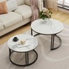 Wisfor Round Nesting Coffee Table: Set of 2 White Sintered