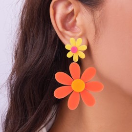 Neon Earrings Neon Clothes Women 80s 90s Outfits Women 80s Accessories Colorful Sunflower Dangle Earrings Retro Vintage Party Accessories Costume for Womens Dress