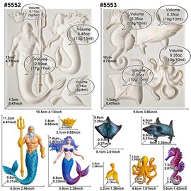 Mermaid and Sea Creatures Clay Molds for Crafts