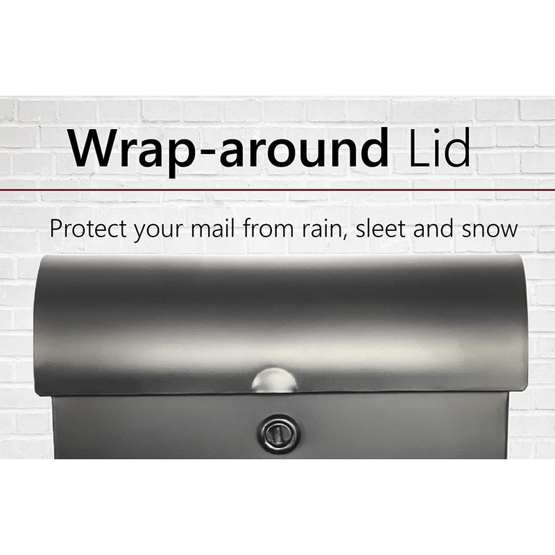 NACH Locking Black Wall Mount Mailbox, Durable Euro Black Mailboxes